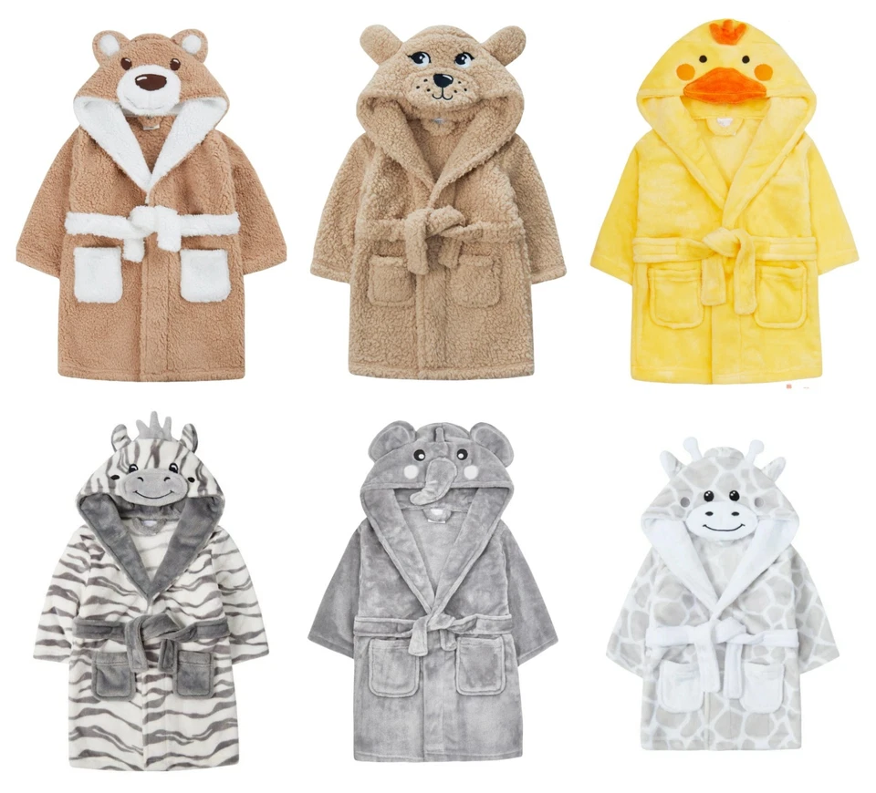 BABY TOWN Personalisierter Baby Morgenmantel Ente Giraffe Affe Elefant Morgenmantel bestickt