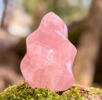 Pink Rose Quartz Flame Crystal Healing Stone Reiki Chakra Love Crystal Gift 1pc