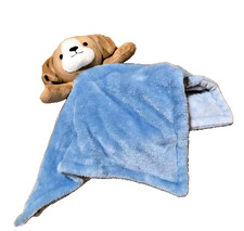 Carter's Puppy Dog Plush Lovey Security Blanket Brown Blue Baby Toddler Preowned