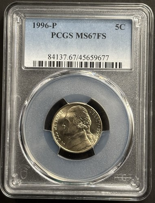 #ad 1996 P Jefferson Nickel PCGS MS 67 FS $175.00