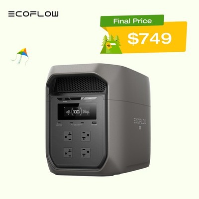EcoFlow 2048Wh Portable DELTA 3 Max 2400W Power Station  Backup & RV Camping
