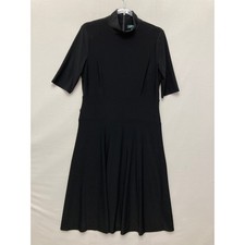 Lauren Ralph Lauren Mock Neck Fit & Flare Dress size 12 Black Stretch Knit