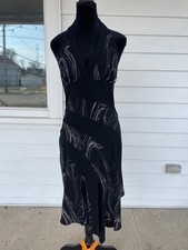 VTG Y2K La Belle Halter Dress Black Glitter Asymmetrical Hem L Prom Fairy Goth