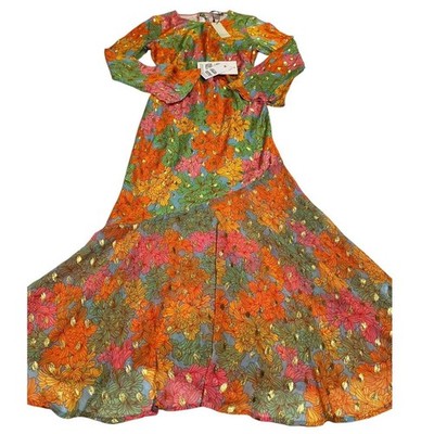 NWT Never Fully Dressed Floral Alaia Maxi Dress Gold Foil Multi Color US 10