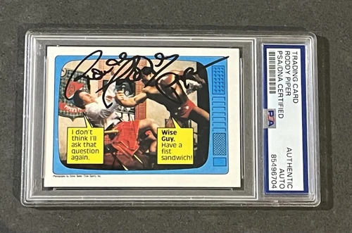 “ROWDY” RODDY PIPER 1985 TOPPS WWF SIGNED AUTOGRAPHED CARD PSA/DNA CERTIFIED