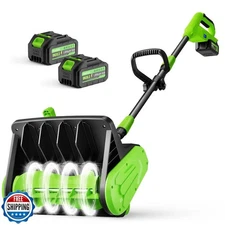 21V Cordless Electric Snow Shovel with 2×4.0Ah Batteries, LED Bat