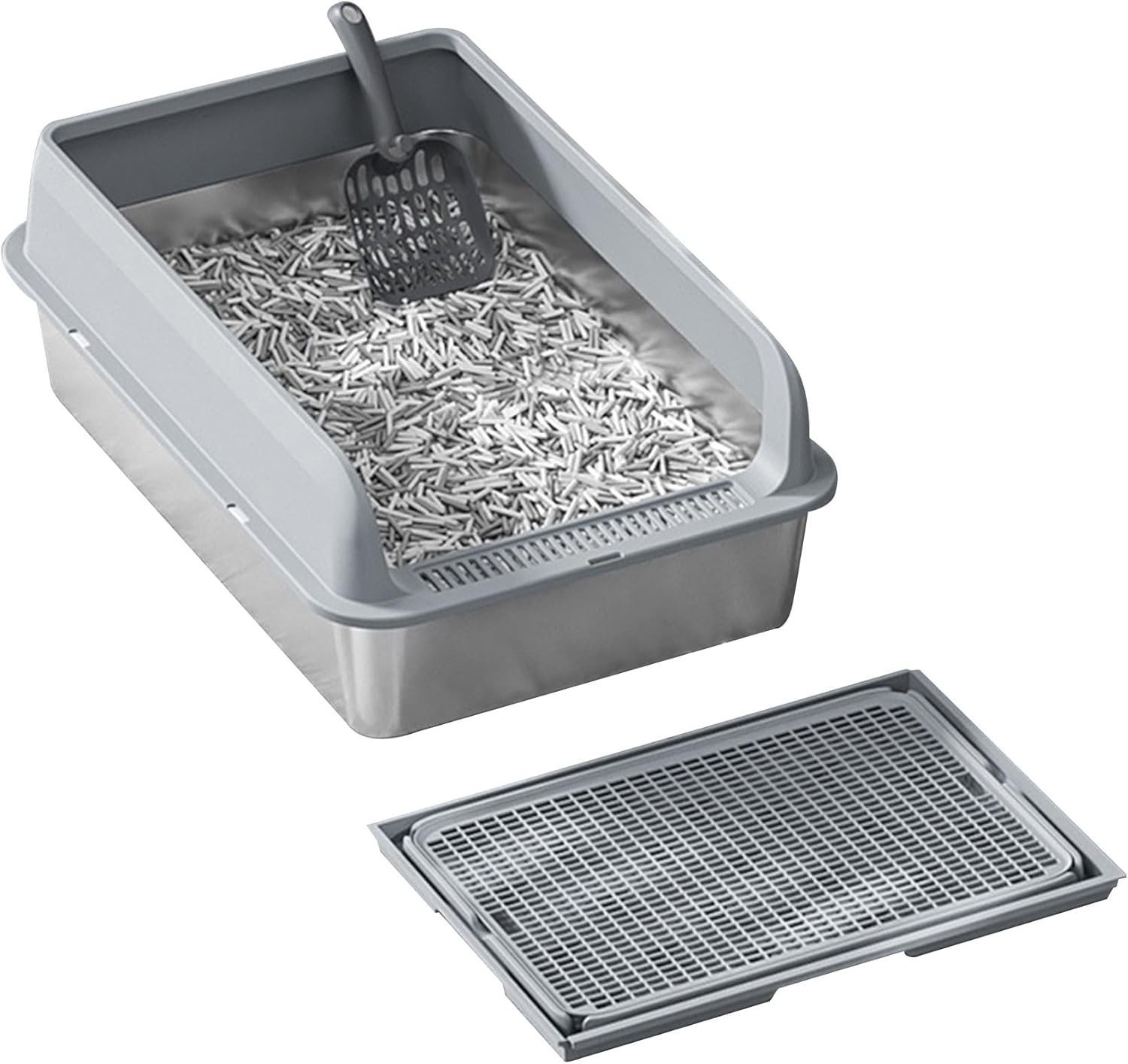 For Cats Stainless Steel Indoor Kitty Litter Tray