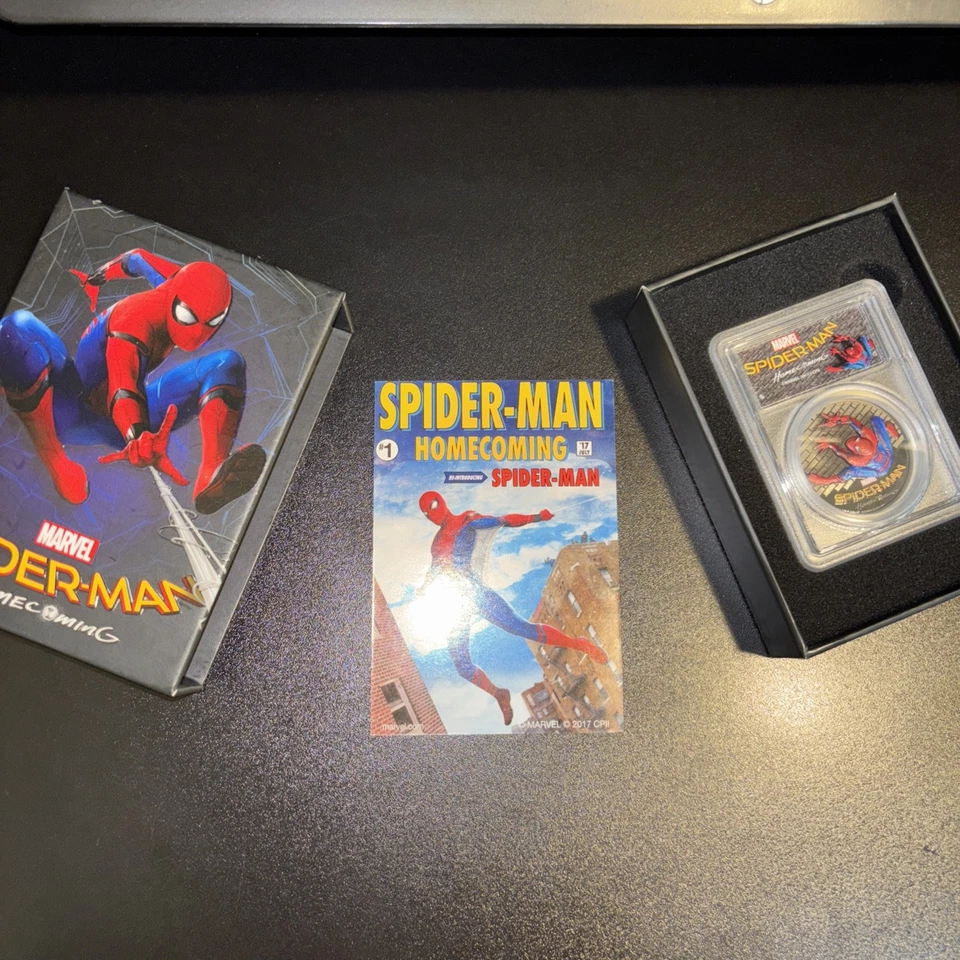 Moneda de plata 2017 Cook Islands Spider-Man Homecoming .999 de 1 oz graduación profesional Pr70-DCAM Foto 3 de 4