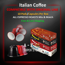 Italian Espresso Coffee Fits Nespresso Original Line 30 / 40 / 100 Pods Capsules