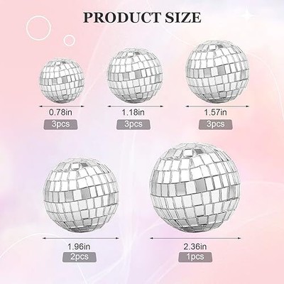 12Pcs Disco Ball Cake Toppers - 5 Sizes Silver Mini Disco Balls For 70s Party Decor
