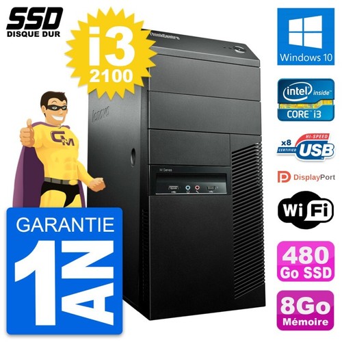 PC tour LENOVO Thinkcentre M91p Core i3-2100 RAM 8Go SSD 480Go Windows 10 Wifi - Imagen 1 de 3