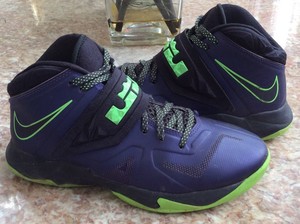 purple and green basketball shoes