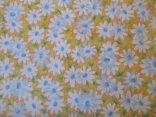 White Daisies on Yellow Cotton Fabric 44" Wide x 22" long