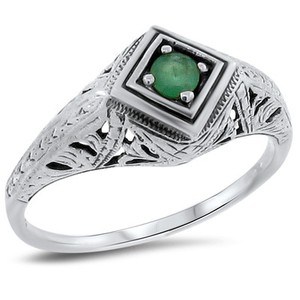 emerald deco genuine sterling ring antique silver