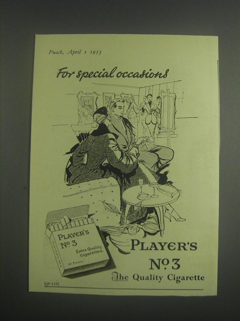 no 3 cigarettes 1953 Player's No. 3 Cigarettes Advertisement no 3 cigarettes 1953 Player's No. 3 Cigarettes Advertisement