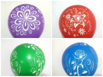 12 Colorful Flower Printed Latex Balloons – Helium/Air Quality For Birthday Party