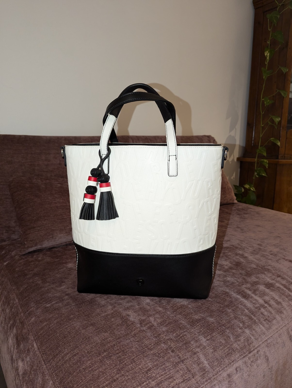 Borsa Desigual bianco/nero con manico e da spalla nuova