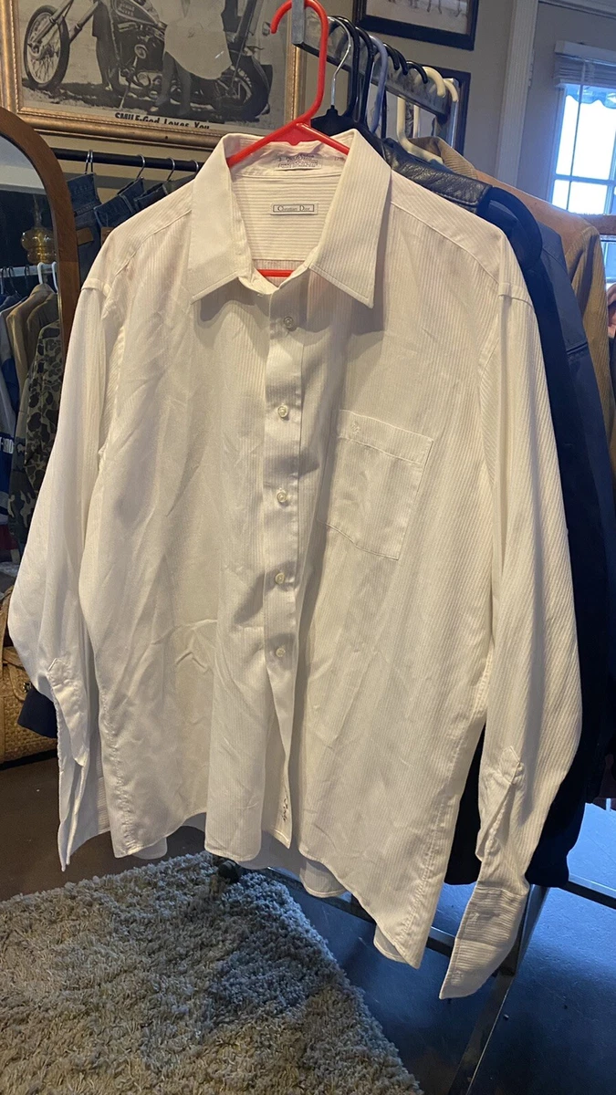 Christian Dior Mens sz 17 1/2 34 Made in USA Dress Shirt White