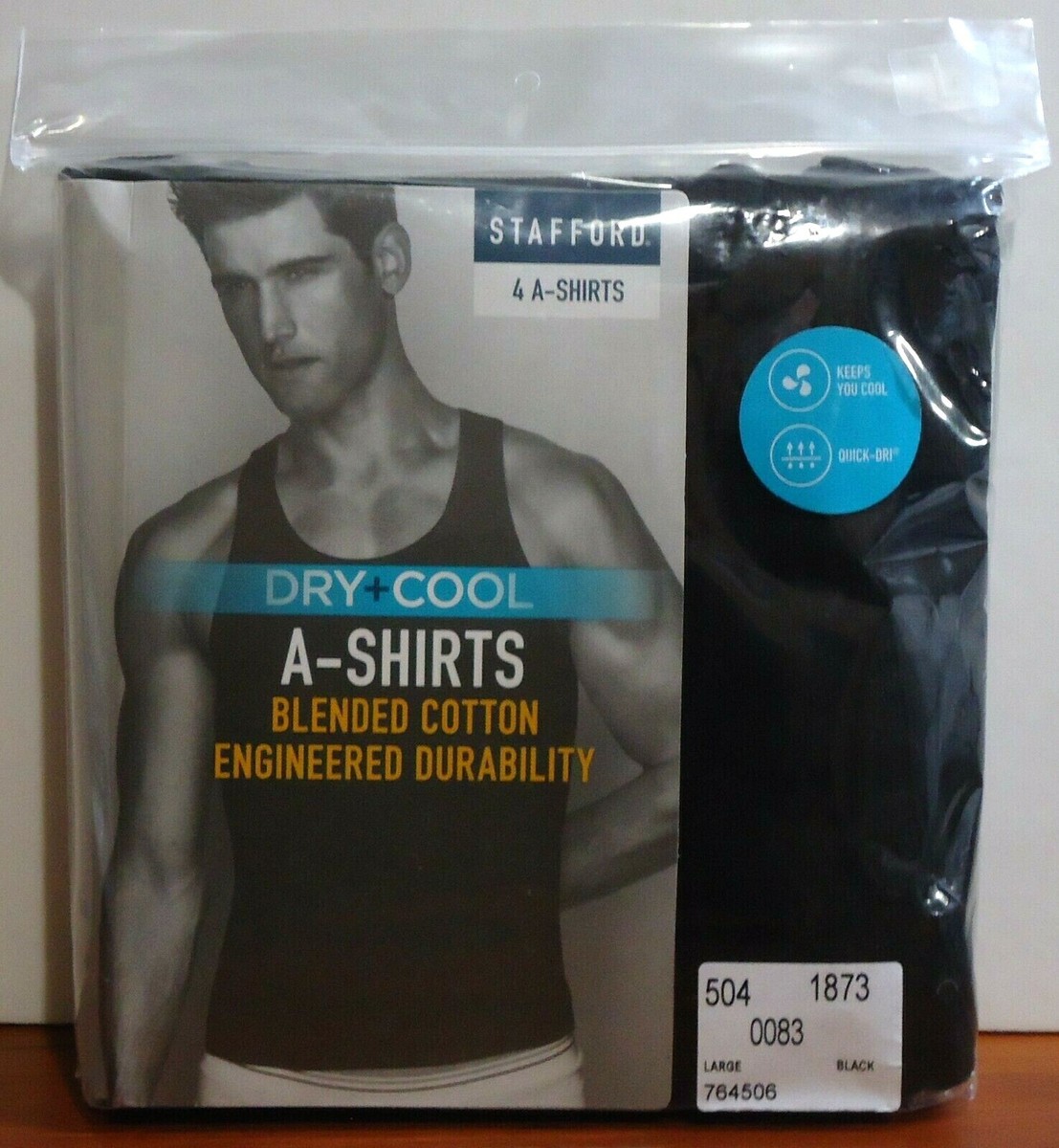 Stafford Cotton A-Shirts 4 Pack – 2 Grey & 2 Black, Comfort-Fit Undershirts For Everyday Wear (XXL) - View #2