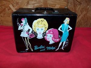 NICE 1963 Vintage Barbie and Midge Thermos Lunch Box King-Seeley Mattel Doll Toy