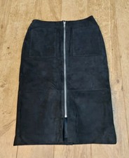 Mint Velvet black suede zip front skirt size 8