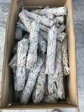 Box of 100 white sage smudge sticks 9" long with more leaves .Free Shipping