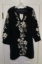 Zara Women’s A-Line Silhouette Long Sleeve Mini Dress Black Floral Small New