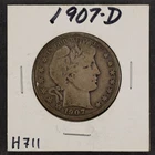 1907-D 50c SILVER BARBER HALF DOLLAR LOT#H711