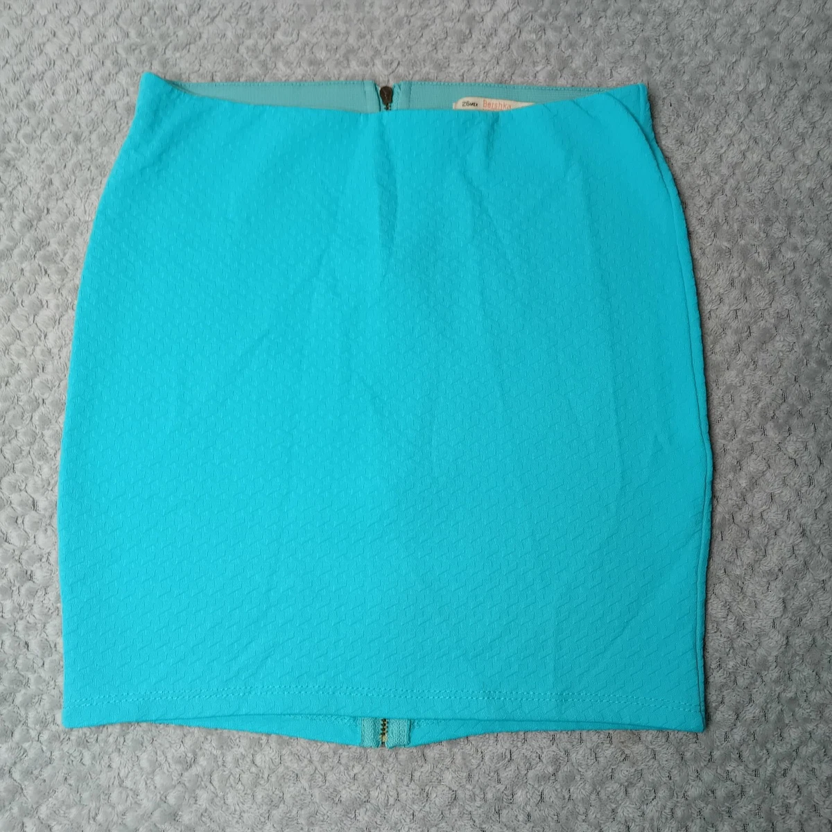 Minifalda Bershka Sunny Day & Me para mujer turquesa tejida a lápiz espalda completa cremallera S
