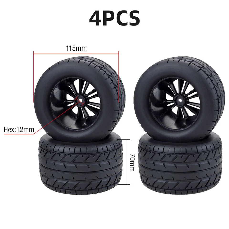 4PCS ZD Racing RC Tires & Wheels for HPI HSP Savage XS Flux 1/10 Off Road Truck - Photo 3/4