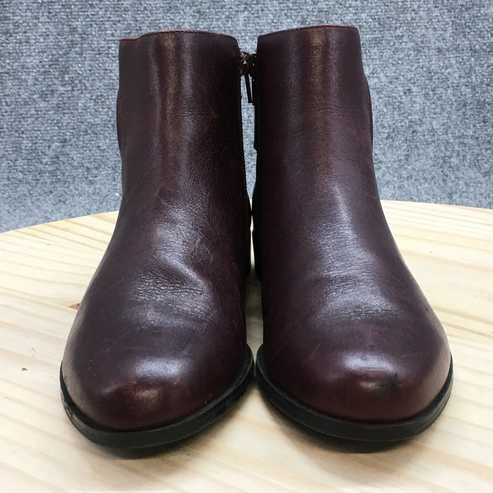 ALFANI 靴子女式 8 M Avvia 踝靴勃艮第皮革古巴高跟鞋拉链 — 第 4/4 张图片