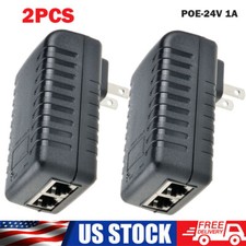 2Pcs POE Injector 24V 1A Wall Plug Ethernet Adapter IP Phone Camera Power Supply