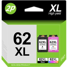 Ink For HP 62XL Black and 62XL Color Combo Envy 7640 5540 5640 5660 5665 Printer