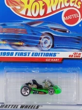 Hot Wheels #651 First Editions 21/40 GO KART Green w/Chrome 5 Sp-Front MW