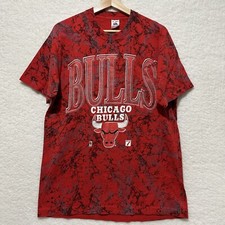Chicago Bulls 90 s Logo Basketball NBA All Over Print AOP T-shirt Sz XL USA Made