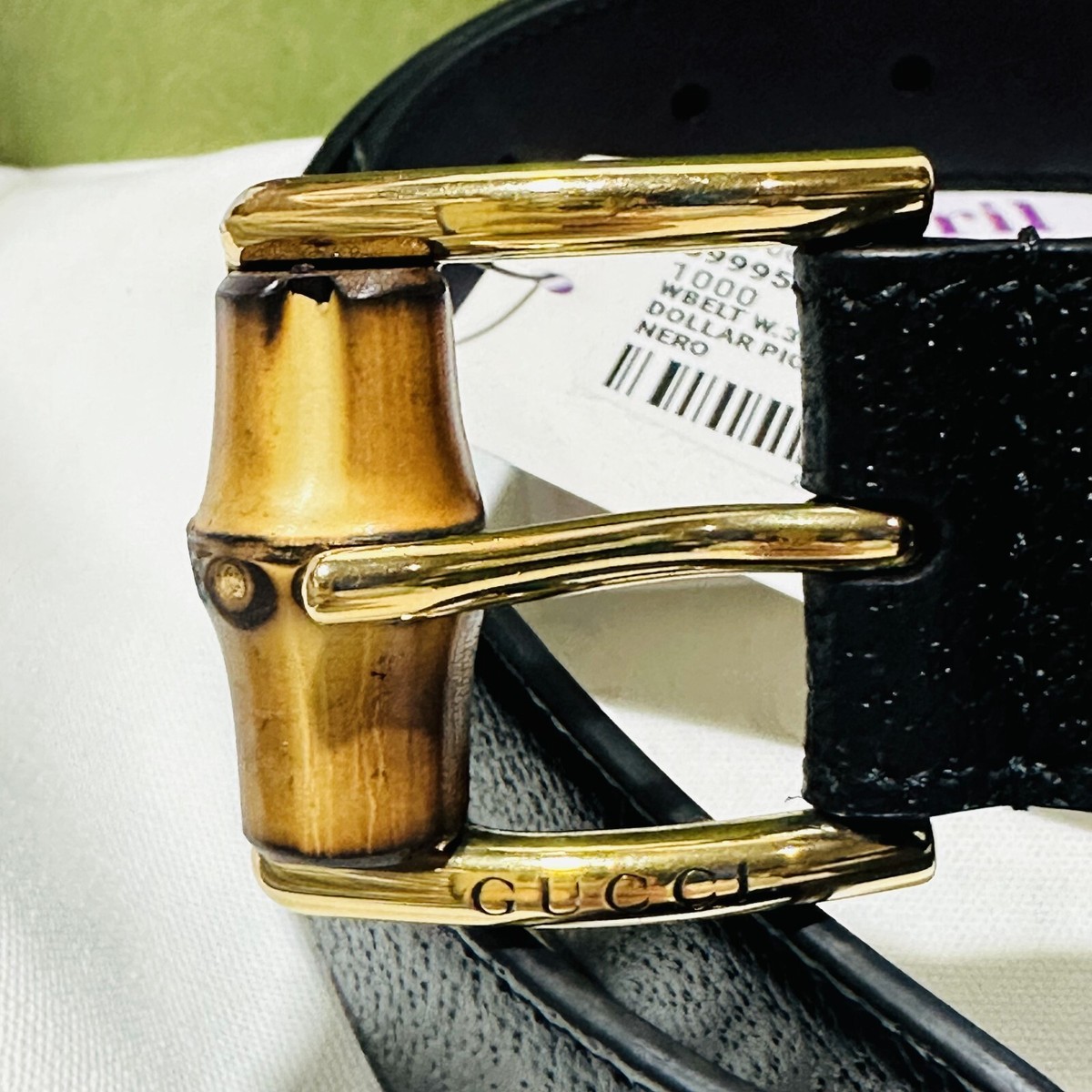 Gucci Waist Belt Women\'s 105/ 42/ L Black Genuine Leather Gold Bamboo Buckle NWT Gg buckle leather belt Gucci Black size 90 cm in Leather  main image 2