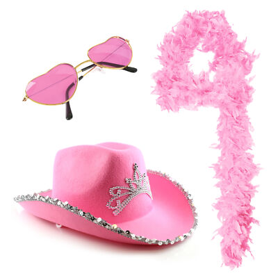 HARRY STYLES LOVE TOUR PINK FEATHER BOA, HAT GLASSES SET CONCERT - Main Image