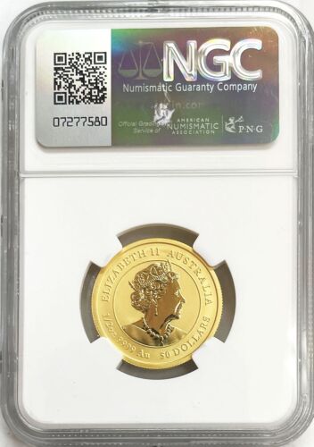 2023 GOLD AUSTRALIA 1/2 OZ $50 DOLLAR LUNAR YEAR OF THE RABBIT COIN NGC MS 70 - Picture 2 of 2