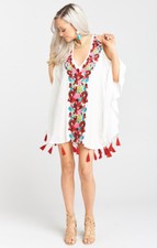 Show Me Your MuMu Ladies Jaden Tunic Colorful Embroidery Open Shoulder Dress-S