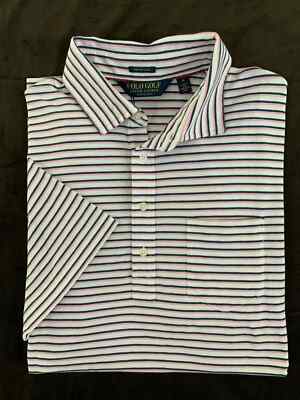 Men Polo Golf Ralph Lauren Stretch Lisle The Biltmore Striped Soft Touch Shirt L