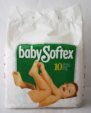 VINTAGE 80'S BABY SOFTEX 10X DIAMOND PLASTIC DIAPERS 8kg/18lbs GREECE NEW 
