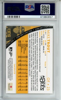 2012 Multi-Ad Mike Trout Salt Lake Bees Card #29 PSA 10 Gem Mint