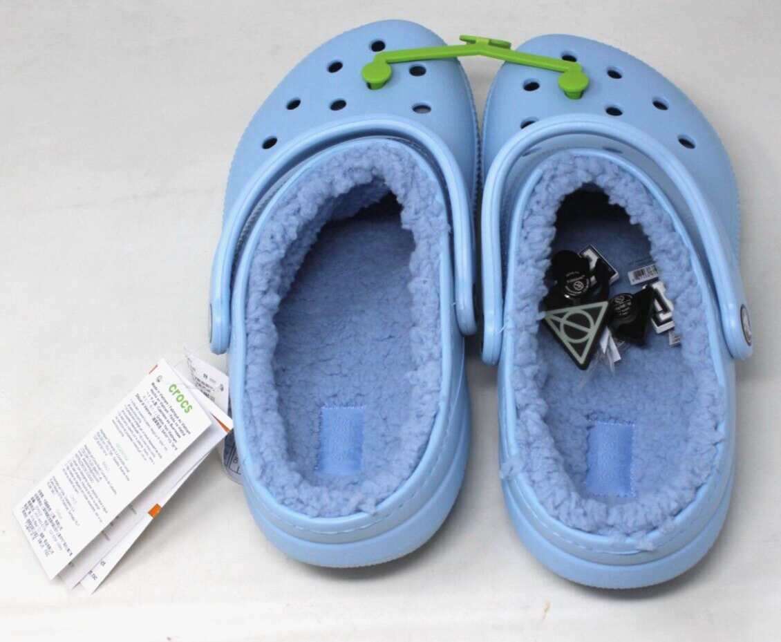 Crocs: Classic Lined Clog Blue Crocs (with Charms Charmander, Letters,  Heart)