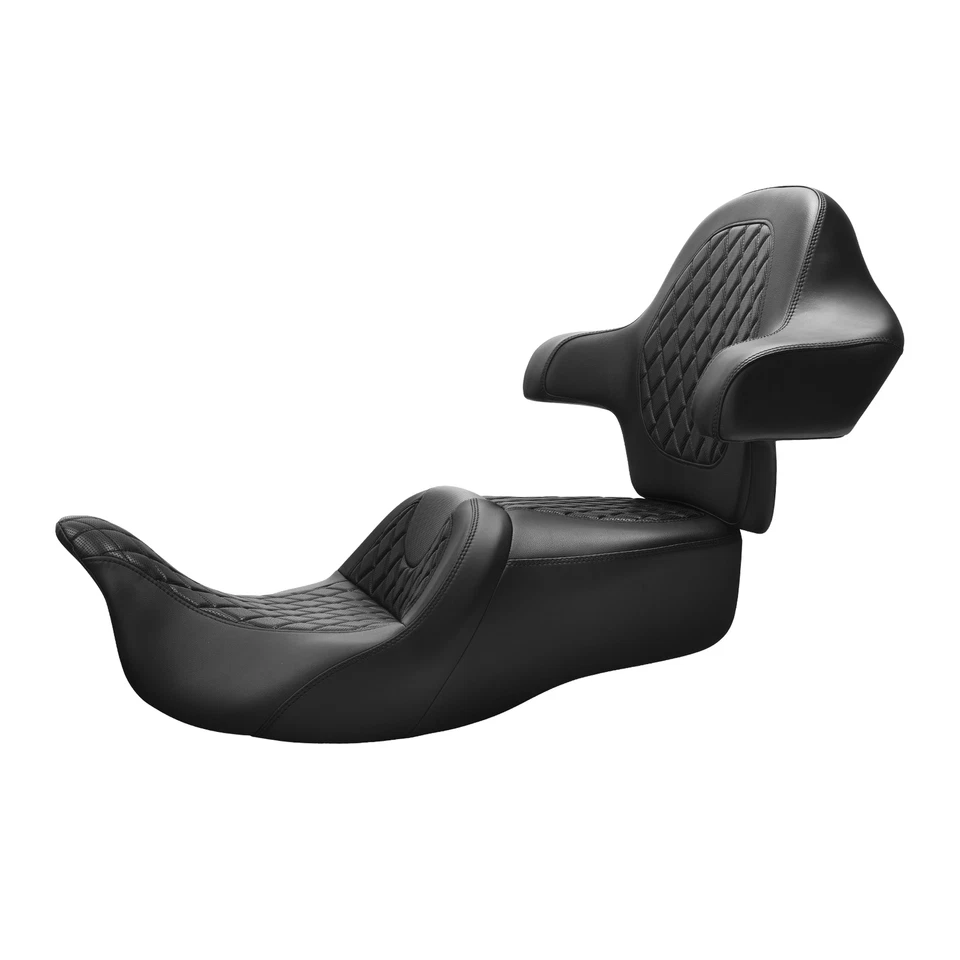 Asiento y respaldo de pasajero de conductor negro apto para Harley Touring Tri Glide 14-2023 Foto 3 de 4