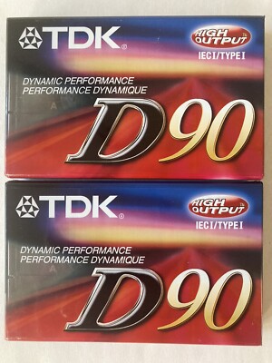 Lot of 2 NEW SEALED TDK D90 Blank Audio Cassette Tapes 90 Minutes High Output