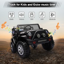12V Battery Kids Ride on Truck Car Toys USB MP3 LED Light Remote Control Black