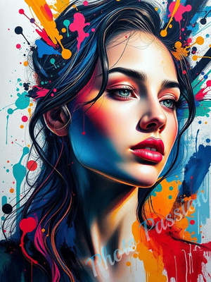 Foto A4 Portrait Frau Kunstportrait Farben Poster Kunstdruck (4462)