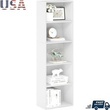 5-Tier Bookshelf Modern Wood Storage Organizer Home Office Living Room Study New