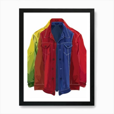 Jeansjacken Kunstdruck gerahmt Wand gerahmt Wandbild Poster Leinwanddruck Bild