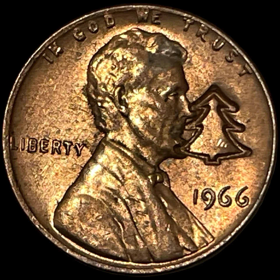 1966 Christmas Santa Claus Counter Stamp Holiday Tree Lincoln Cent Imprint - Image 4 of 4